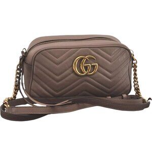 254697AE Gucci Crossbody Bag GG Marmont Beige Leather